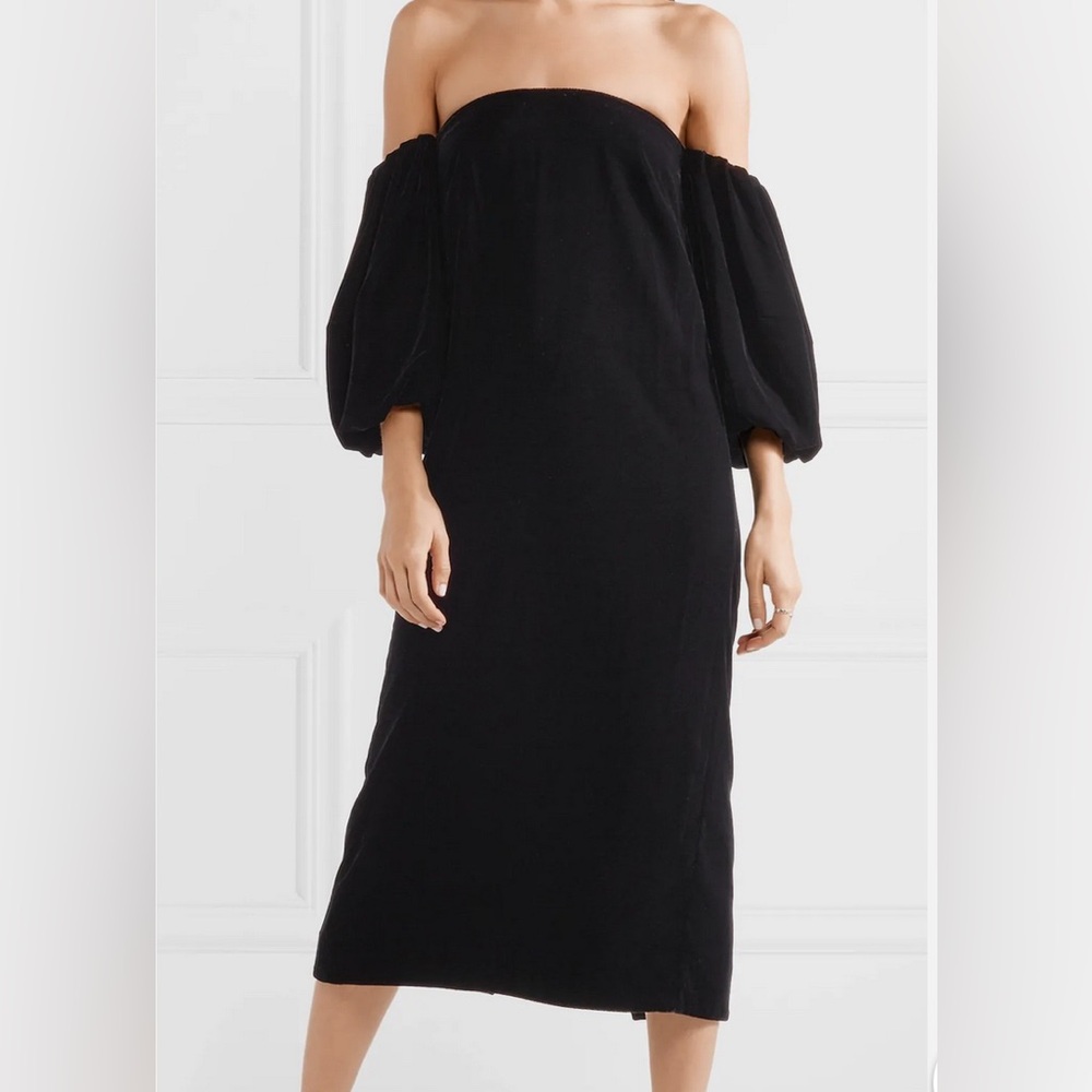 Elizabeth and James Strapless Dress with Puff Sleeves